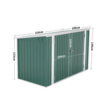 Garden Storage Shed Bike Metal Pent Tool Shed House Galvanized Steel Can Put 3-4 Bicycles (d105x W210x H130cm) | Green