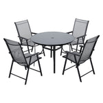 5 Pieces Garden Dining Set Outdoor Tempered Glass Garden Table With Foldable Chairs