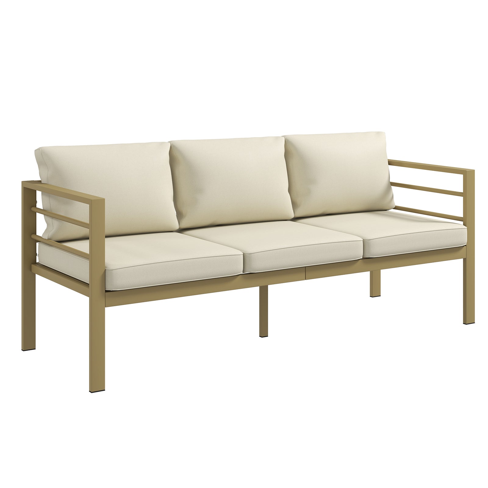 Garden Bench With Cushions, Outdoor Furniture | White