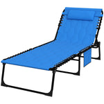 Foldable Sun Lounger W/ Reclining Back | Set-of-1 | Blue