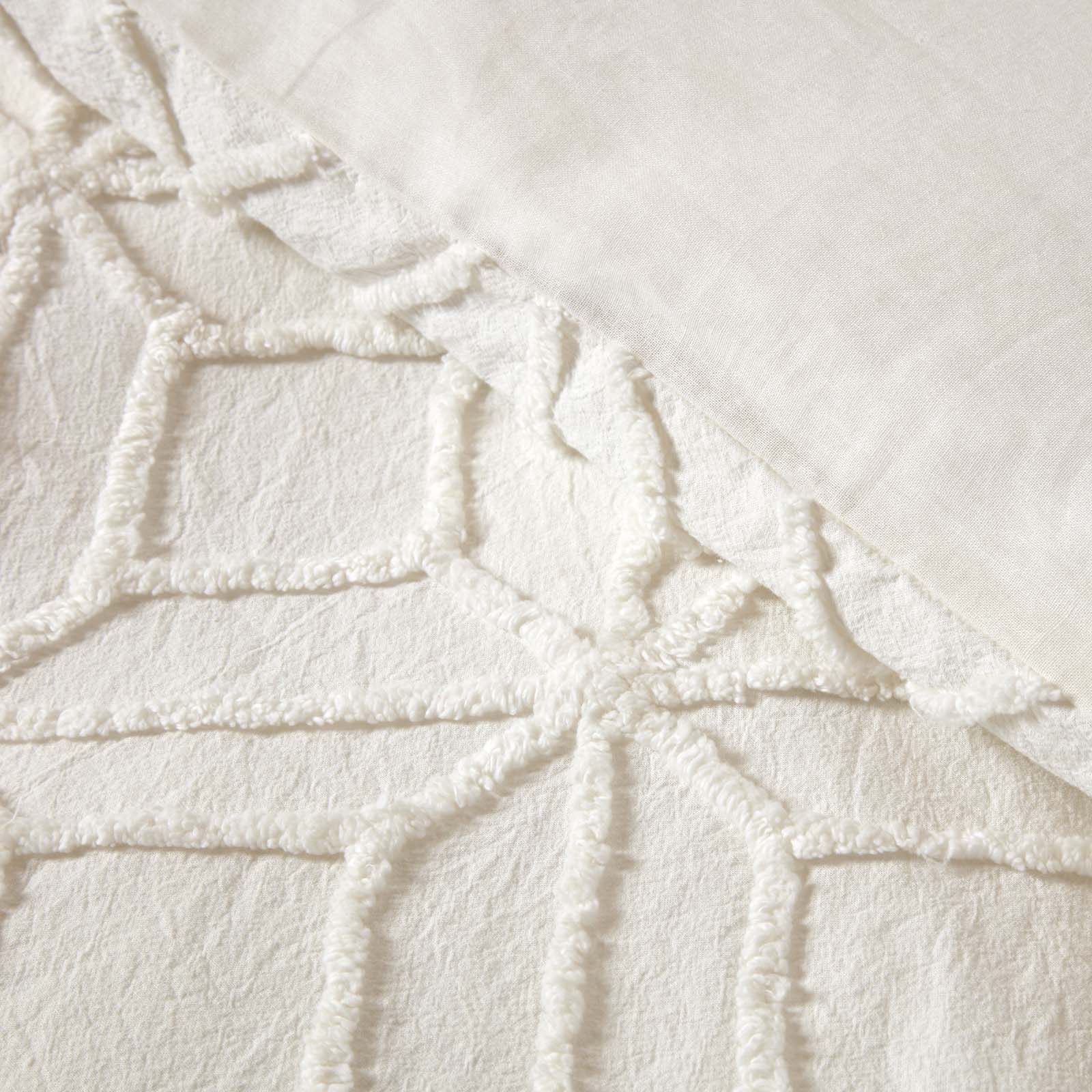Diamond Cotton Tufted Duvet Cover Set | Single | White