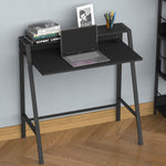 2-tier Storage Computer Workstation With Shelf, Metal Frame | Black