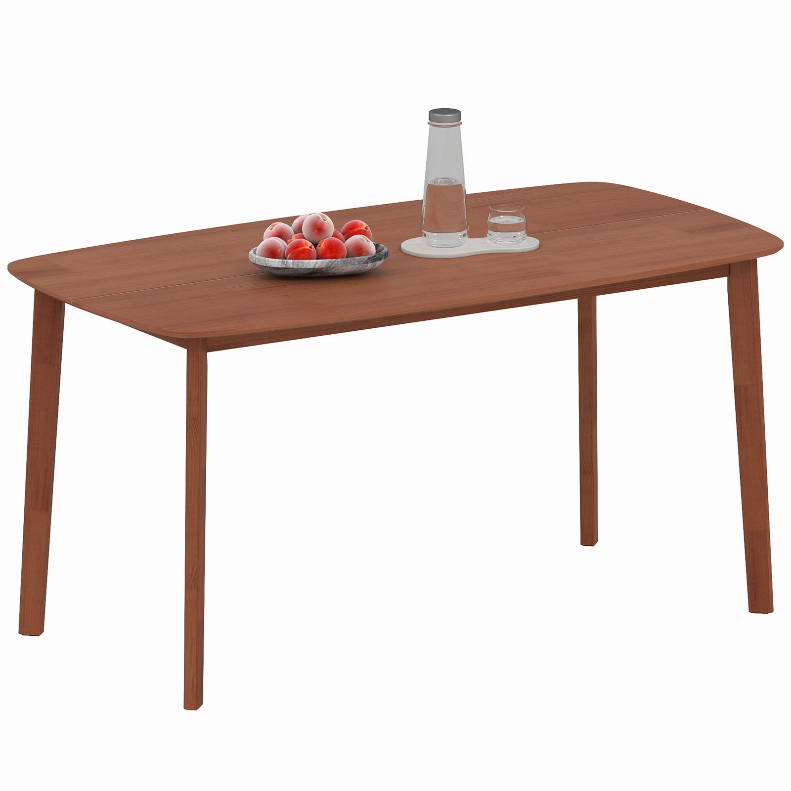 HOMCOM 150 Cm Rectangular Dining Table With Solid Wood Frame, Light Brown