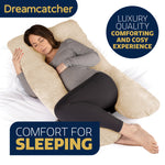 Pregnancy Pillow, U Shaped Shredded Memory Foam Maternity Cushion Machine Washable & Removable Velvet Cover | L | Cream