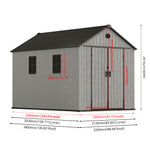 7.38 × 11.32 Ft Garden Tool Shed With Apex Roof & Combination Lock – Heavy-duty Grey Wood Grain Outdoor Storage Shed With Floor,2 Window & Ventilation Panels