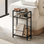 Slim Side Table, End Table With Tempered Glass Tabletop | Black