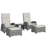 5 Pieces Pe Rattan Set, Reclining Chairs | Grey