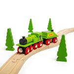 Wooden Big Green Engine with Carriage