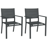 2 Pcs Dining Chairs, Stackable Design Aluminium Outdoor | Dark Gray