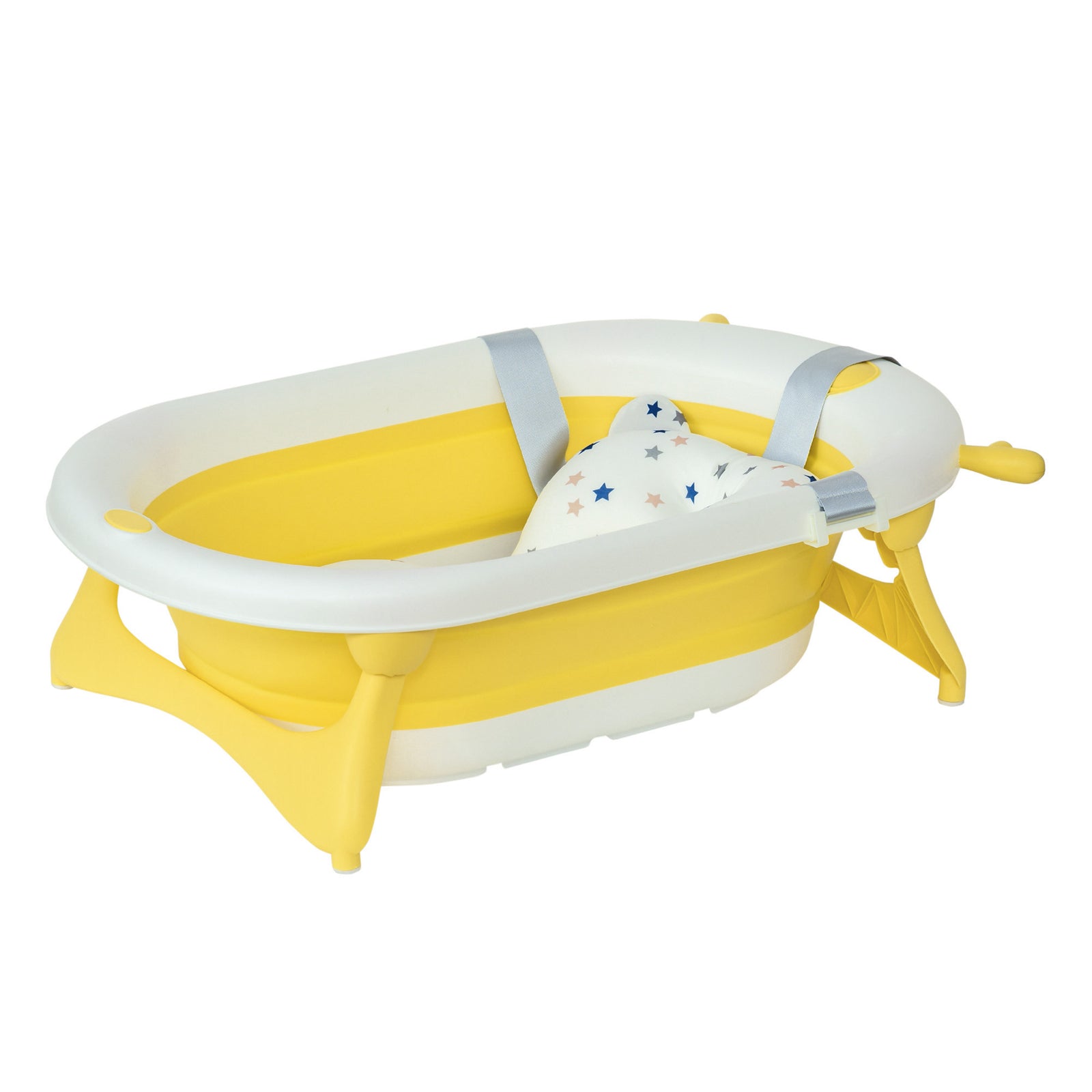 Foldable Baby Bath Tub Ergonomic With Temperature-induced Water Plug | Yellow