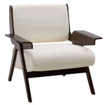 Mid-century Modern Upholstered Armchair With Rubberwood Legs | Beige