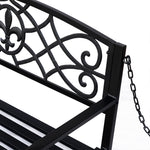 Outdoor Steel Fleur-de-lis Porch Swing Garden Hanging Bench