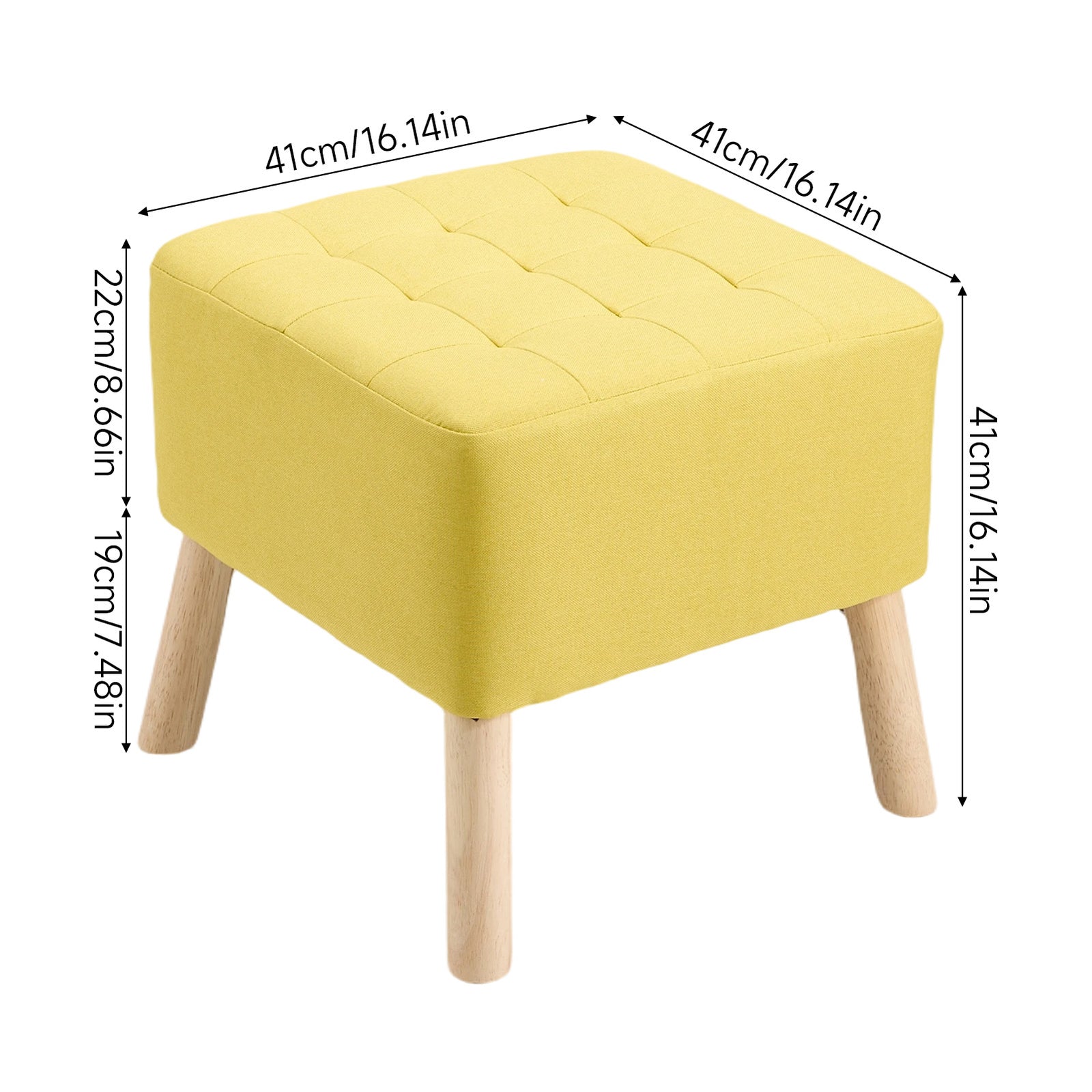 Linen Upholstered Footstool | Yellow