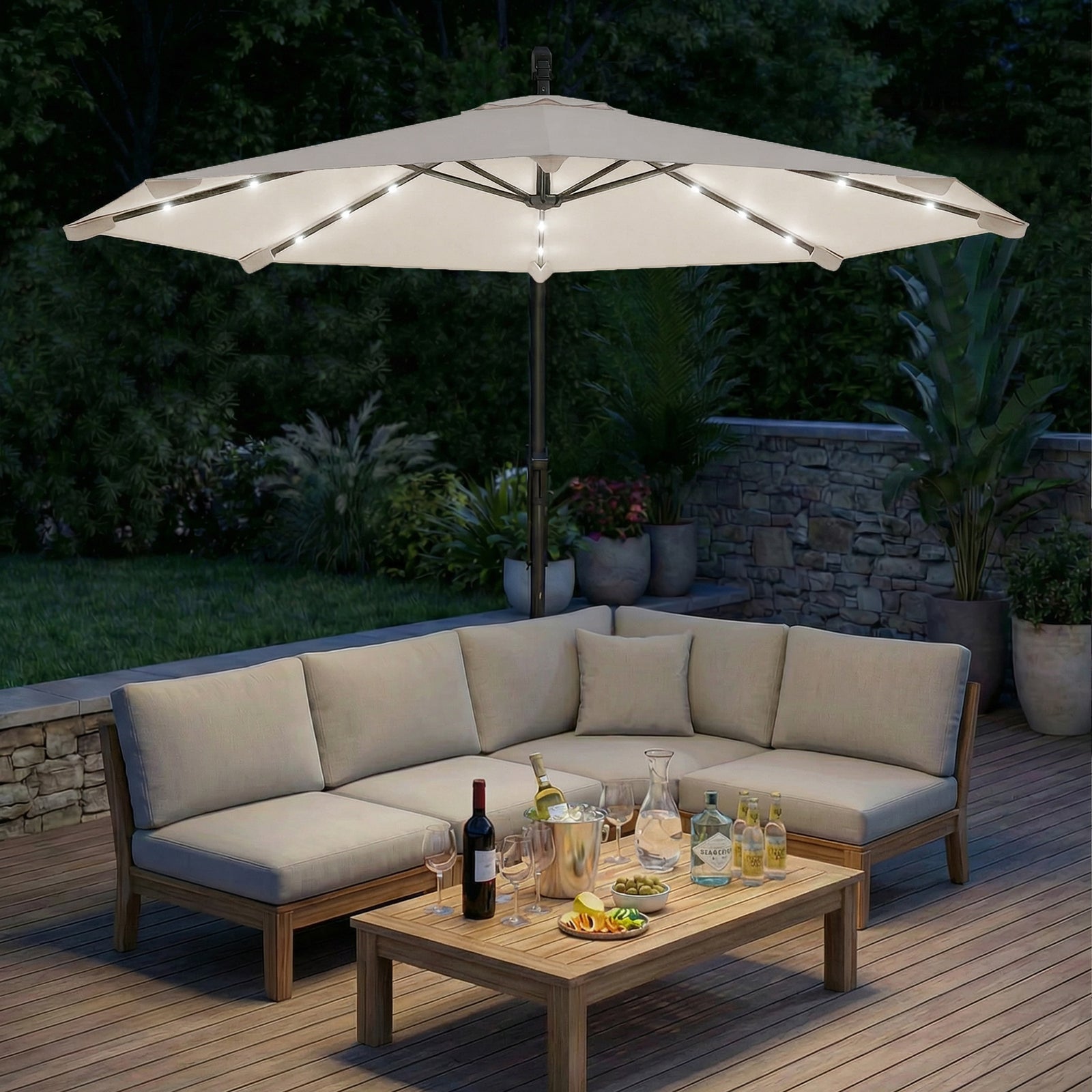 3 M Cantilever Parasol Solar Led Lights | Cream