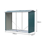 Outdoor Garden Steel Log Storage Shed Weatherproof Firewood Organizer | One Size | Green