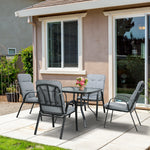 Garden Dining Set, Glass Table W/ Umbrella Hole & Seats | Black