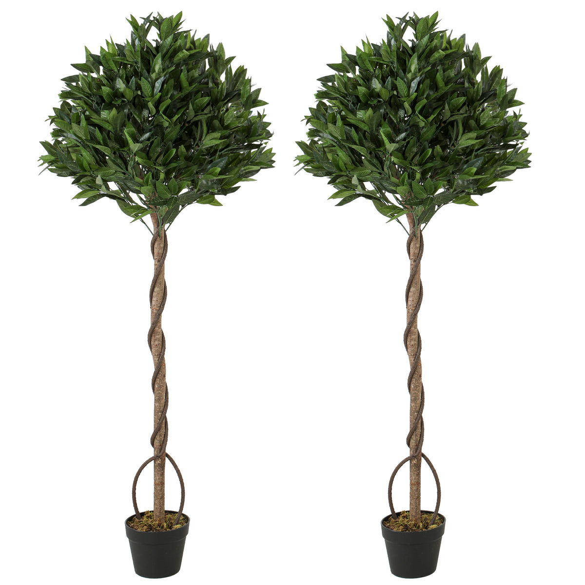 Outsunny Realistic Lush Topiary Ball Tree With Twisted Trunk, Green