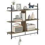 Wall Shelf Unit With 4 Hooks For Living Room | One Size