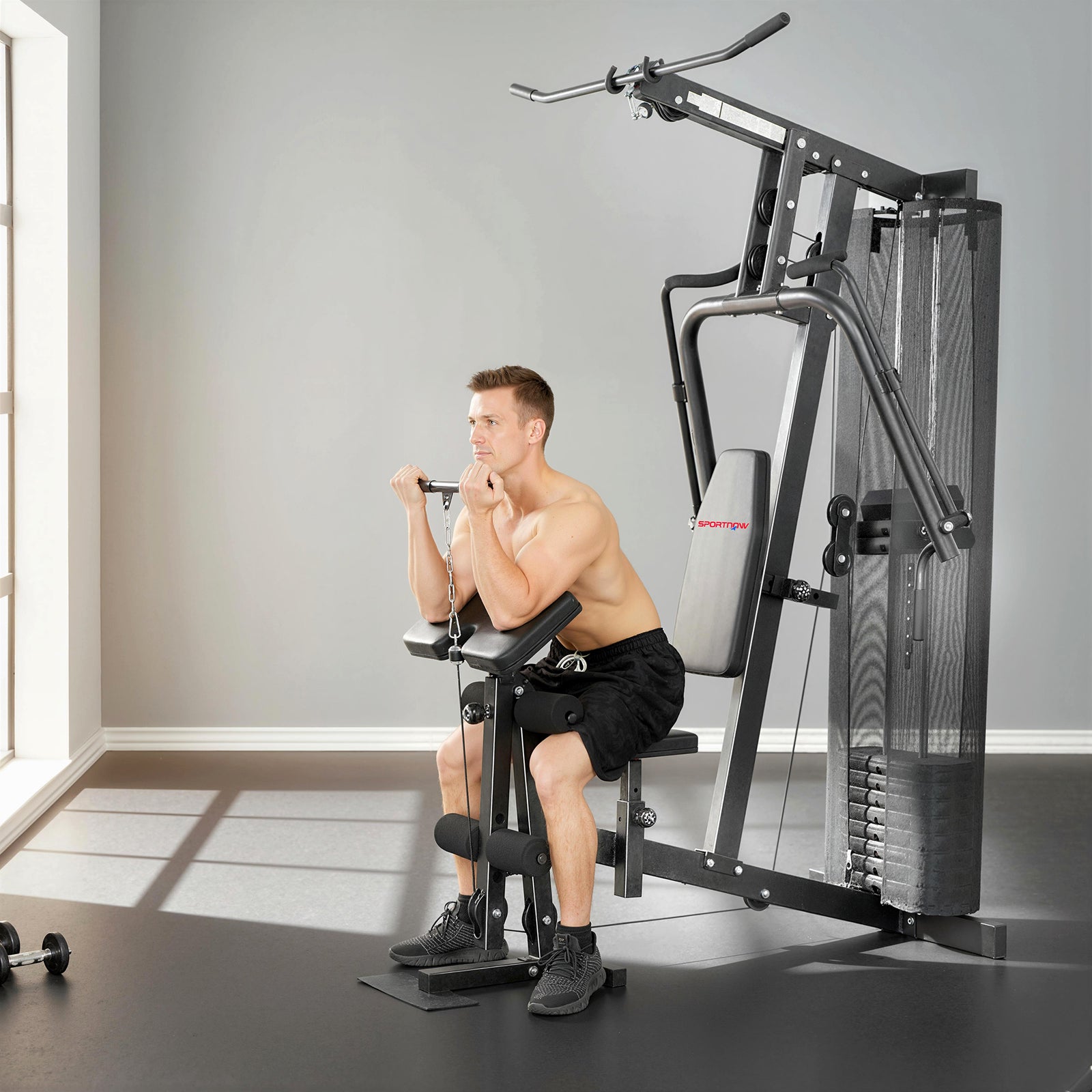 SPORTNOW Multi Gym With Adjustable Seat & Back, 45kg Weight Stack