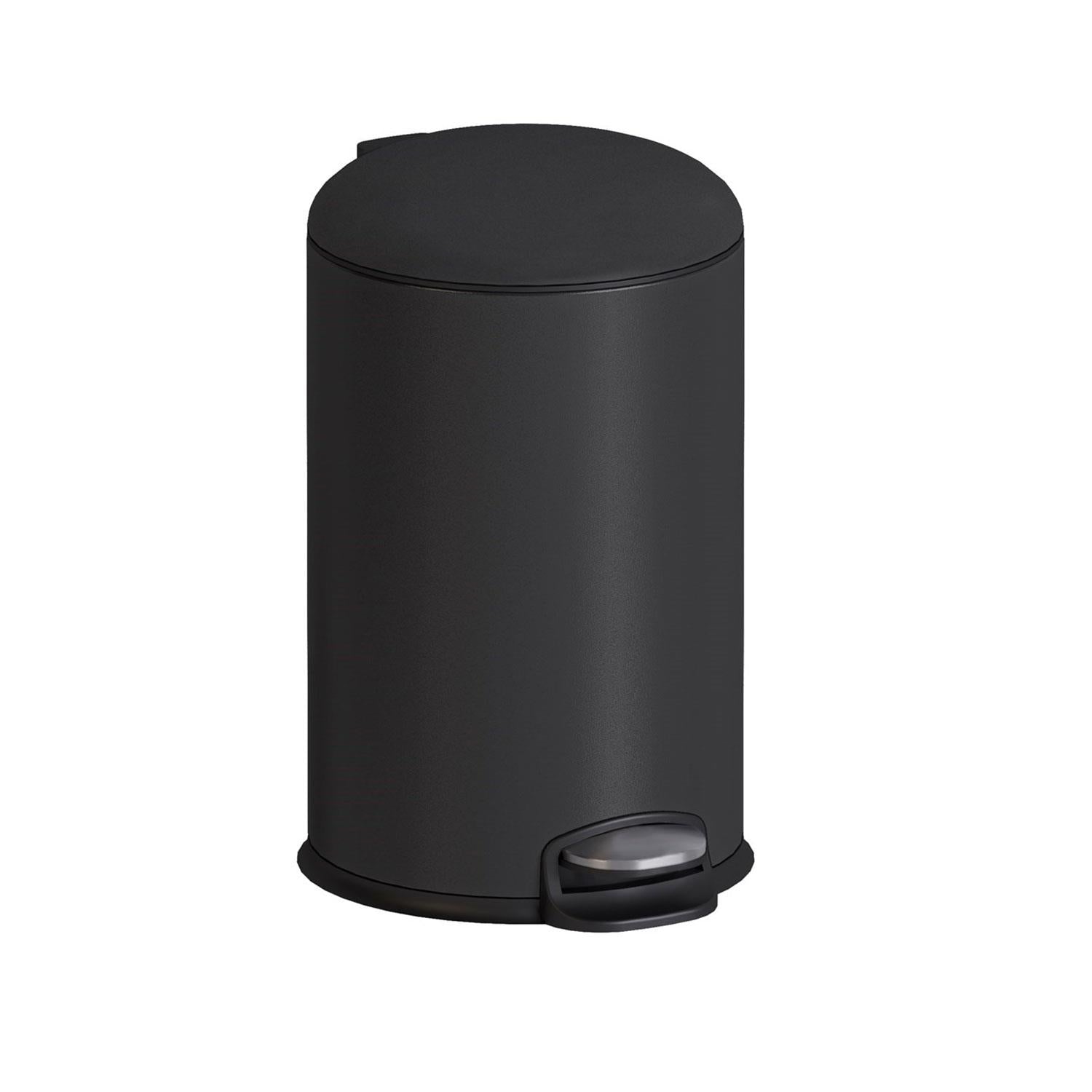 Bathroom Bin 5l Pedal Soft-close Bucket Matt Black, Essentials Collection