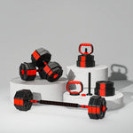 4-in-1 Adjustable Weight Dumbbells Set, Free Weights | 30kg | Red