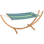 Outdoor Hammock W/ Wooden Stand, Blue