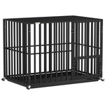 Heavy Duty Dog Crate, Dog Cage With Wheels | Medium | Black