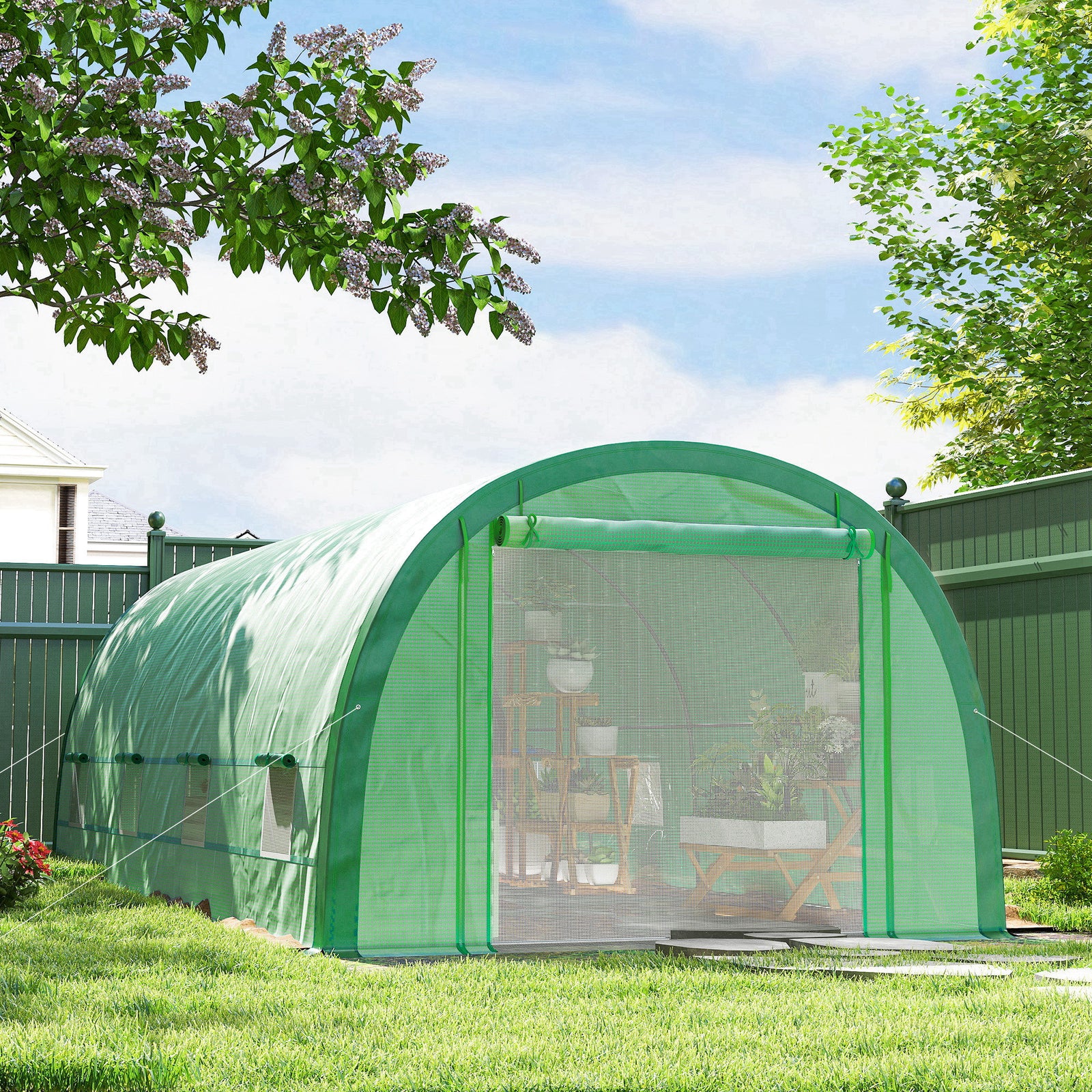 Walk-in Tunnel Greenhouse Upgraded Mesh Door & Windows