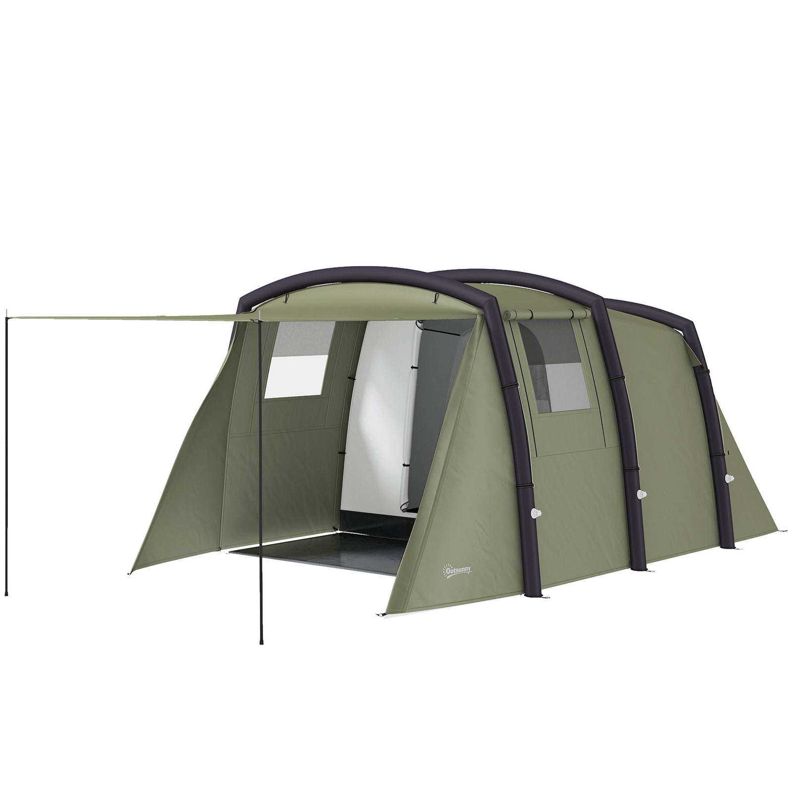 Inflatable 3-4 Man Tunnel Tent, Air Pump | Green