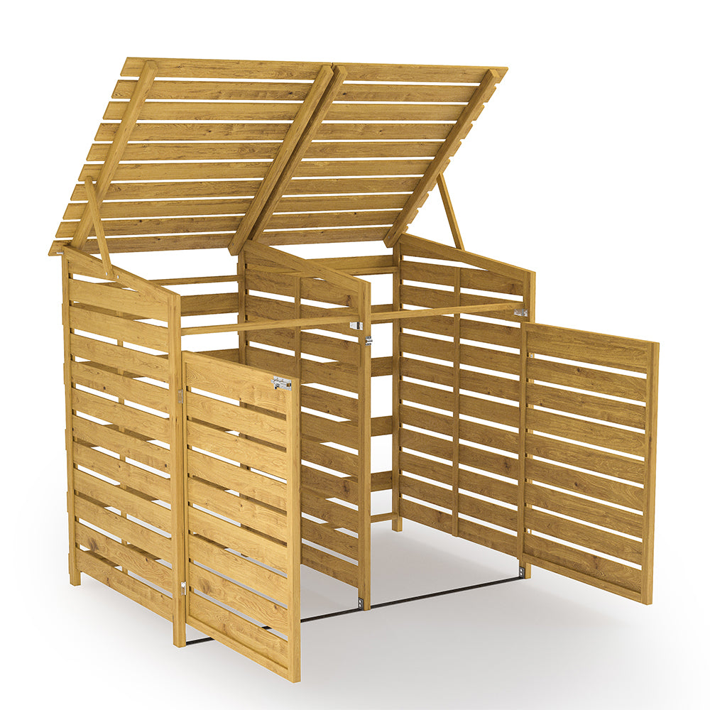 Outdoor Spruce Wood Garbage Can Garden Storage Shed