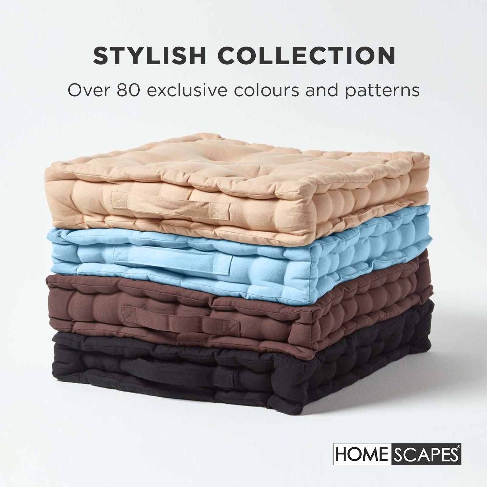 Cotton Plain Floor Cushion | 40cm x 40cm | Blue