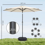 2.7 M Garden Parasol Umbrella With Cross Base, Sandbag | Cream