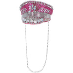Deluxe Sequin Studded Captains Hat | Hot Pink