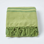 Cotton Morocco Striped Throw | 225cm x 255cm | Green