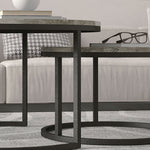 Stacking Coffee Tables Set, Marble Effect | Charcoal Gray