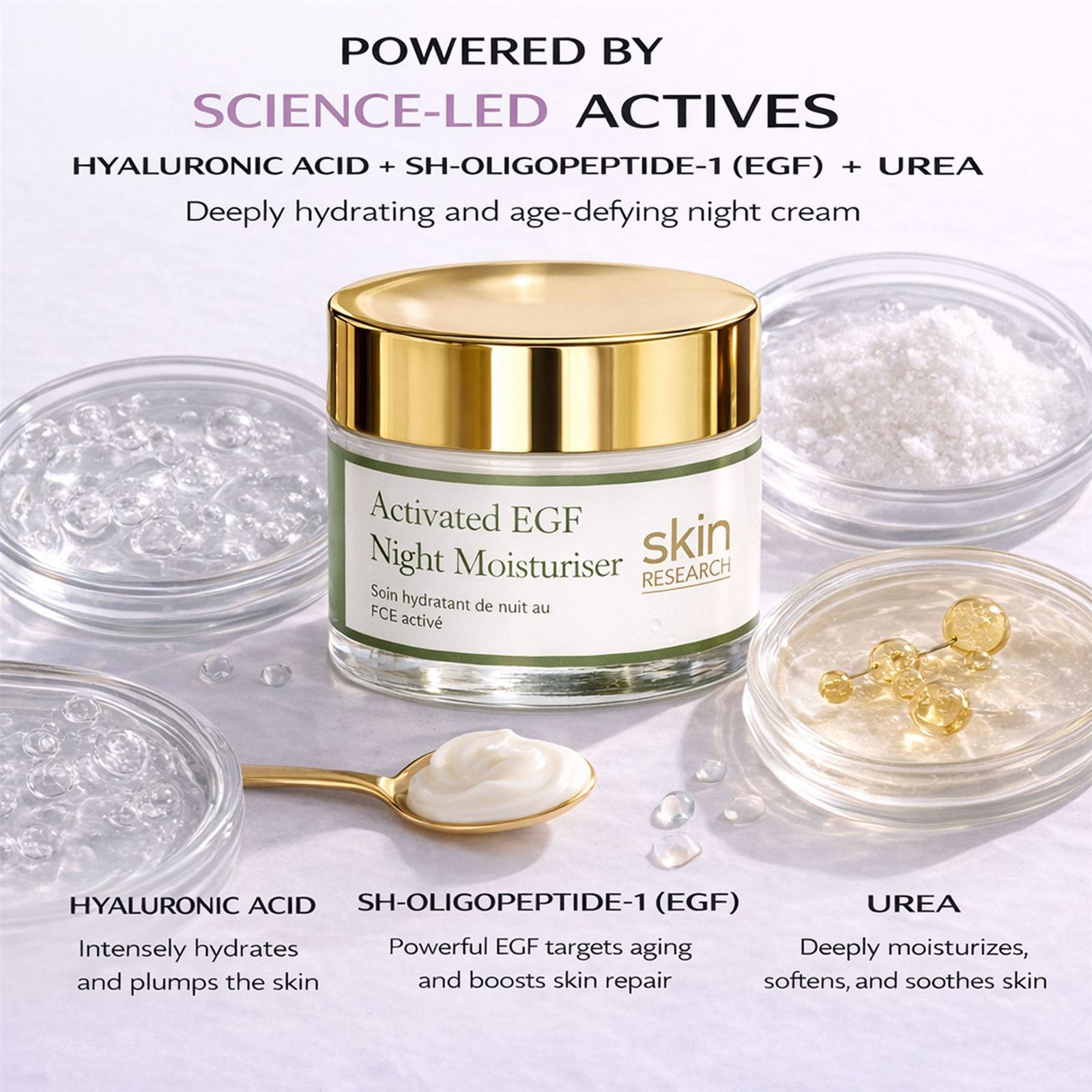 Anti-ageing Activated Egf Night Moisturiser 50ml For Skin Texture And Fine Lines