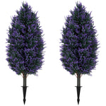 HOMCOM Set Of 2 Artificial Lavender Flowers With Stakes For Indoor Outdoor