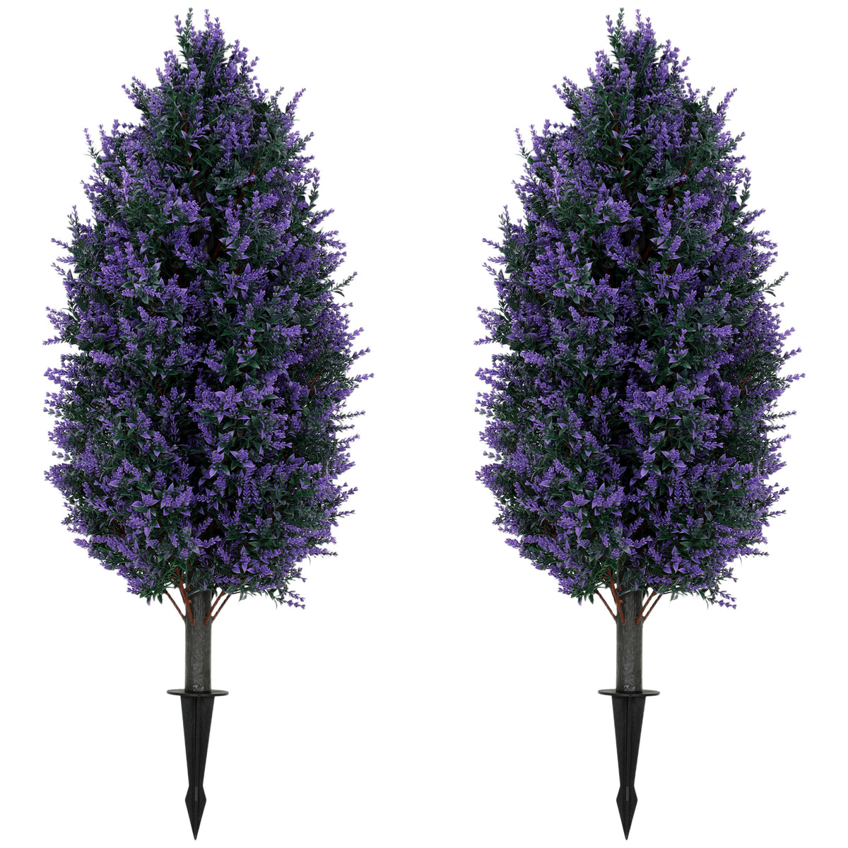 HOMCOM Set Of 2 Artificial Lavender Flowers With Stakes For Indoor Outdoor