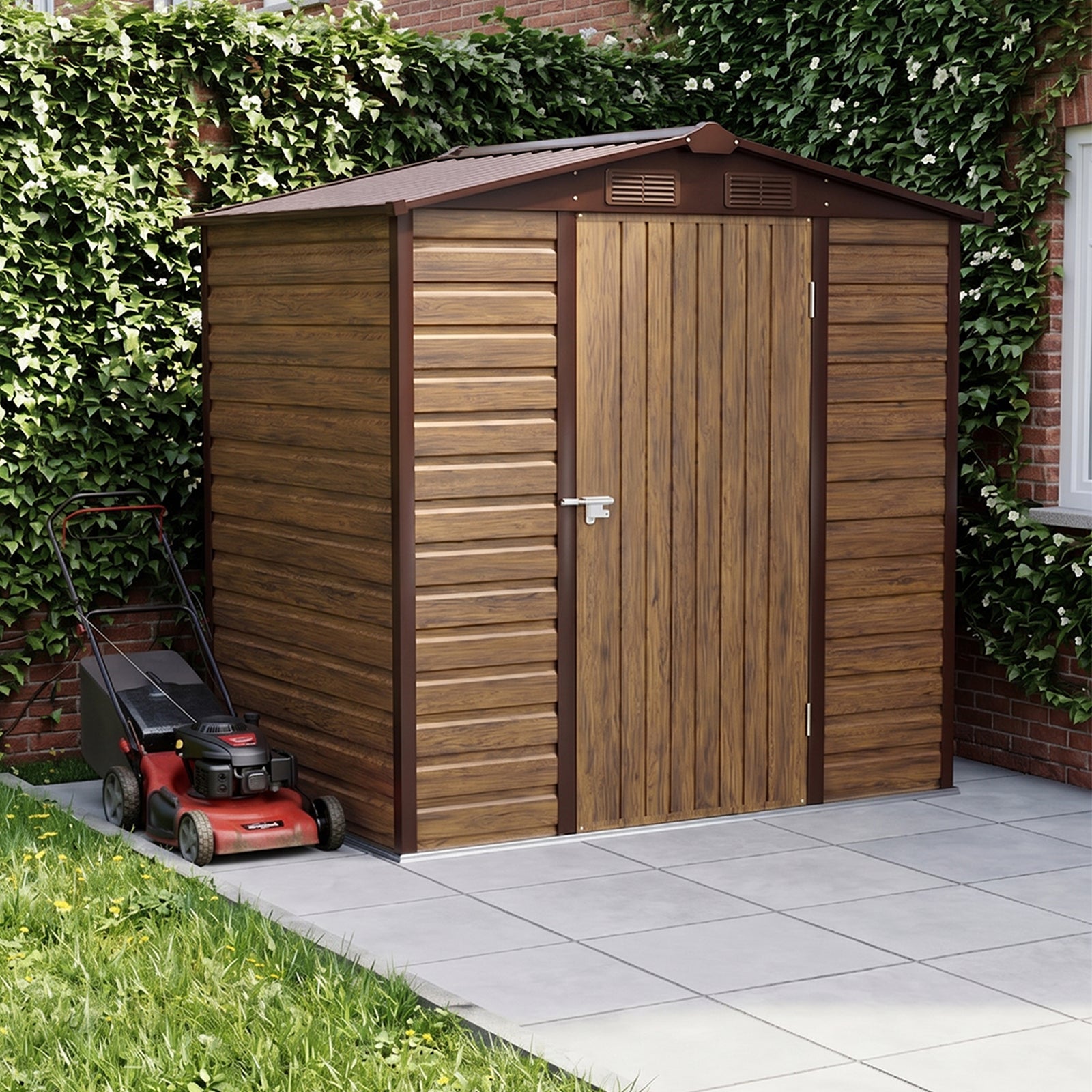 Breeins 4 X 6ft Metal Apex Roof Garden Storage Shed
