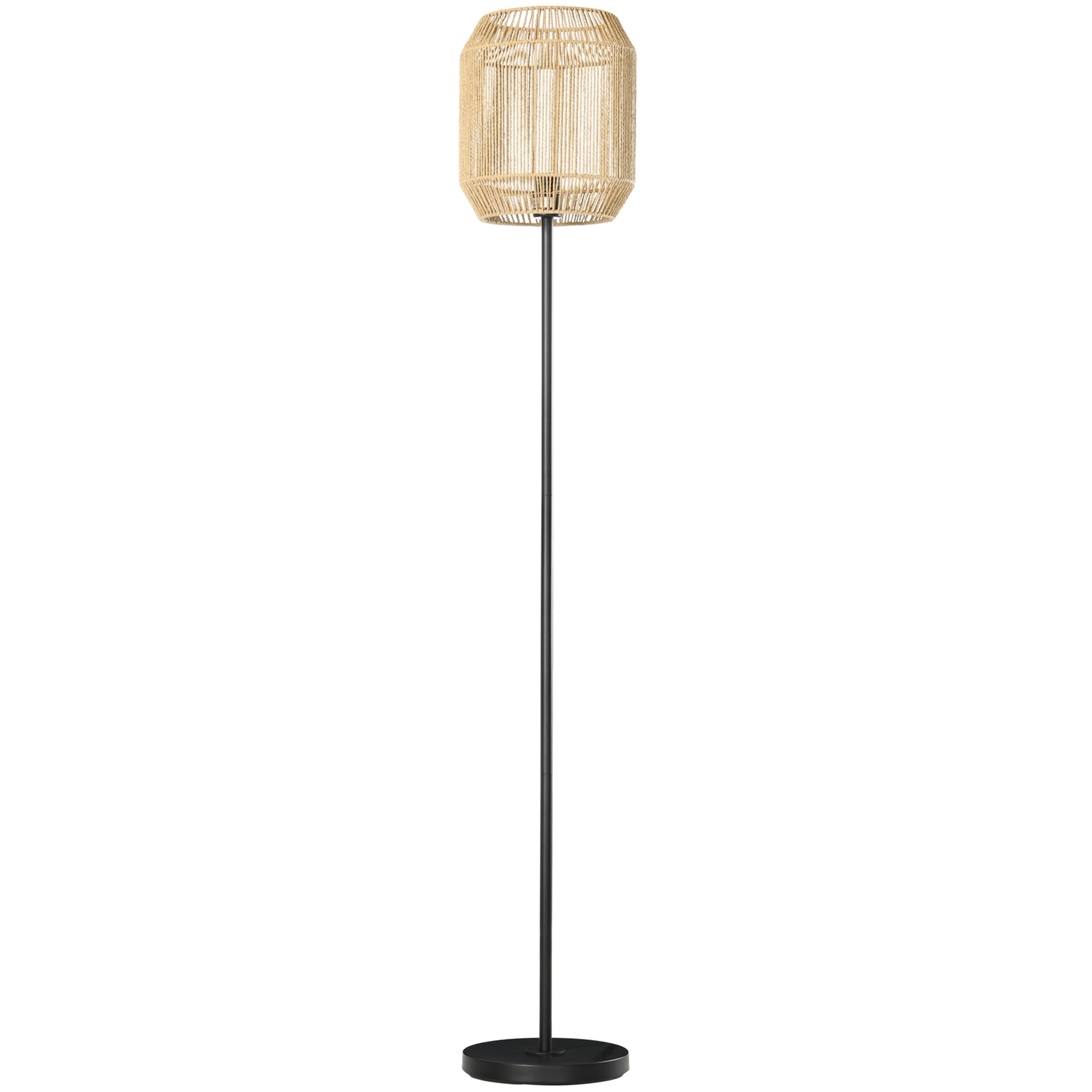 Farmhouse Floor Lamp With Rattan Wicker, Natural