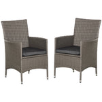 Outdoor Rattan Armchair Wicker Dining Chair Set For Garden | Set-of-2 | Gray
