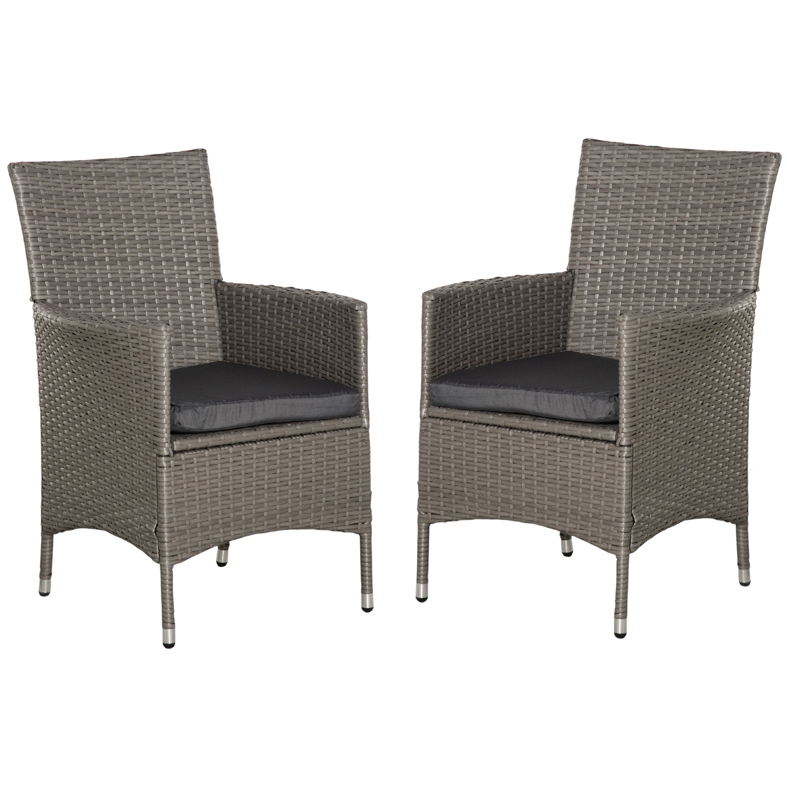 Outdoor Rattan Armchair Wicker Dining Chair Set For Garden | Set-of-2