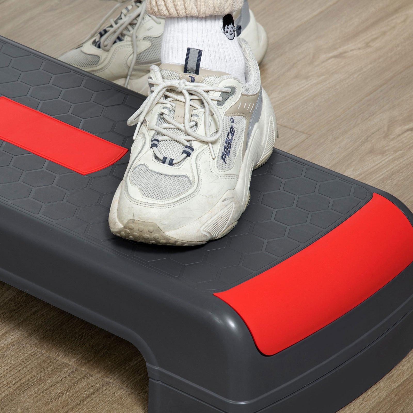 3-height Adjustable Aerobic Step, Grey/red