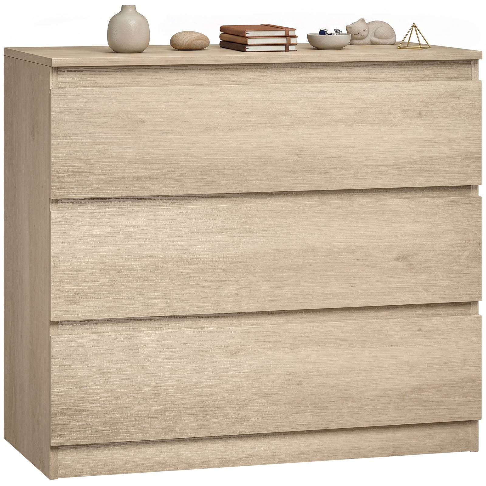 HOMCOM 3-drawer Storage Organiser Unit For Living Room, Oak