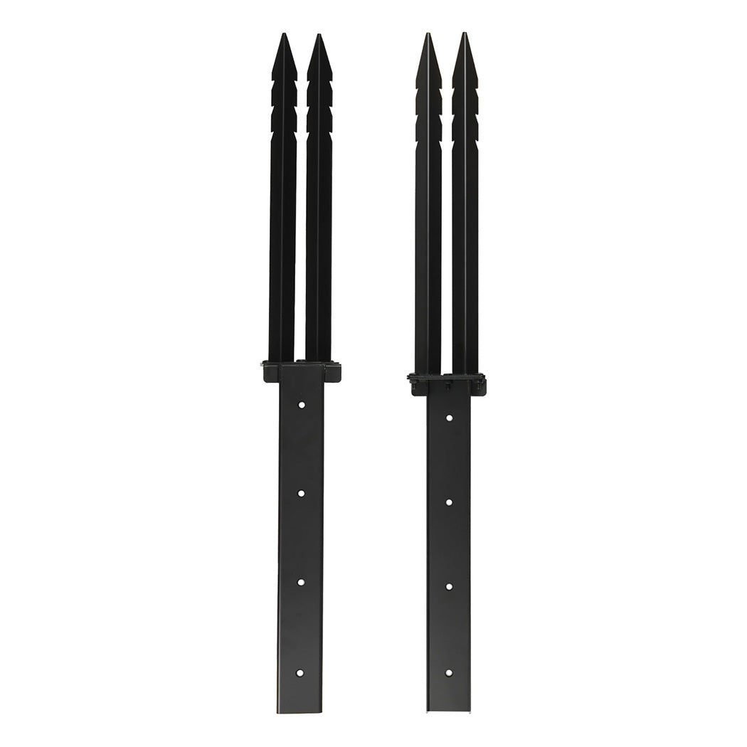 Fence Post Repair Stakes Kit Powder-coated Metal Garden Fence Support | Black
