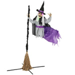HOMCOM 200cm Life Size Animated Witch, Scary Halloween Animatronic Decor