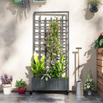 Wooden Trellis Planter Raised Garden Bed With Wheels Grey