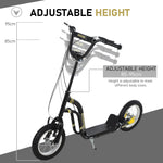Dual Brakes Kick Scooter 12-inch Inflatable Wheel Ride On Toy For Age 5+ | Black