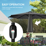 2.6 M Garden Parasol Umbrella With Light, Outdoor Patio Umbrella | Black