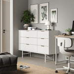Modern White Dresser Cabinet 3/6 Drawer Storage Unit With Gold Handles | Large